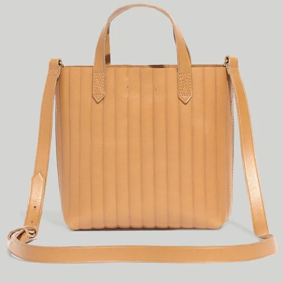 NWT! Madewell The Mini Transport Crossbody: Bubble Pleat Edition in Golden Oak - Picture 1 of 14